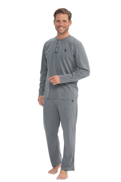 U.s Polo Assn. 18837 Erkek Uzun Kollu Yuvarlak Yaka Pijama Takımı-Antrasitmelanj