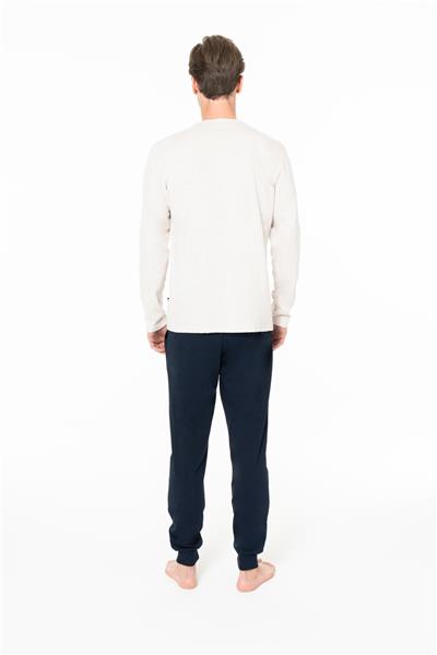 U.s Polo Assn. 18955 Erkek Uzun Kollu Bisiklet Yaka Paçası Bantlı Pijama Takımı-Bejmelanj