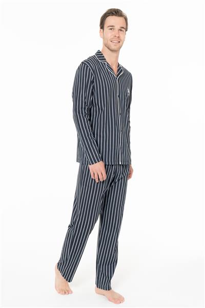U.s Polo Assn. 18993 Erkek Uzun Kollu Önden Düğmeli Pijama Takımı-Lacivert