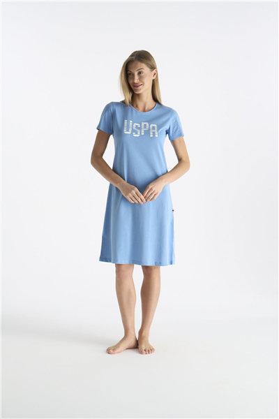 U.s Polo Assn. 20206 Kadın Kısa Kollu Gecelik-Mavi