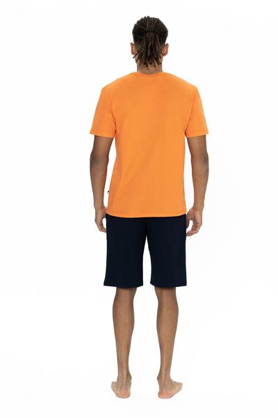 U.s Polo Assn. 18874 Erkek Kısa Kollu Bisiklet Yaka Şortlu Pijama Takımı-Turuncu