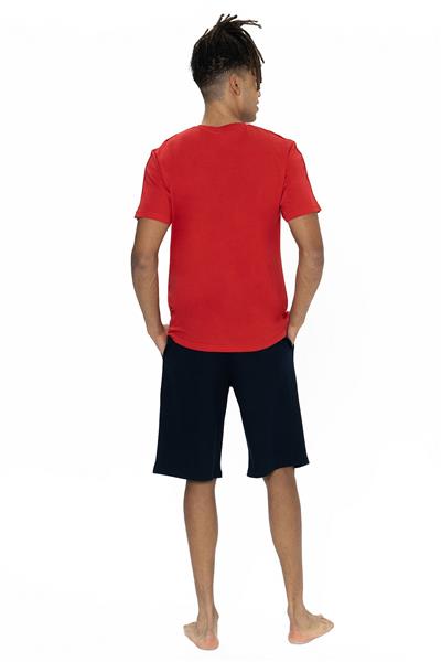 U.s Polo Assn. 18868 Erkek Kısa Kollu Bisiklet Yaka Şortlu Pijama Takımı-Kırmızı