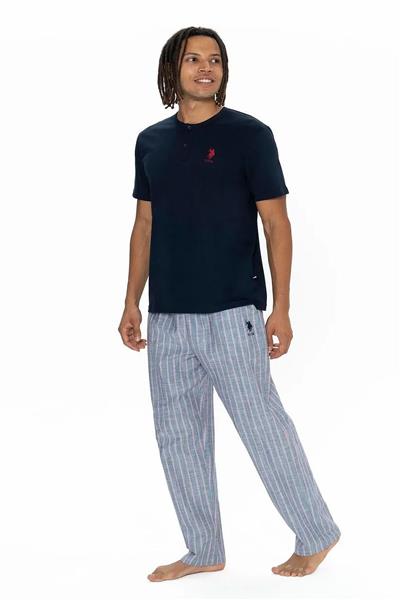 U.s Polo Assn. 18915 Erkek Kısa Kollu Yakası Düğmeli Pijama Takımı-Lacivert