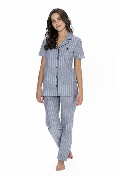 U.s Polo Assn. 20090 Kadın Kısa Kollu Gömlek Pijama Takım-Lacivert