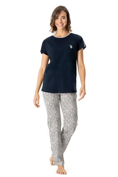 U.s Polo Assn. 17020 Kadın Kısa Kollu Yuvarlak Yaka Pijama Takım-Lacivert