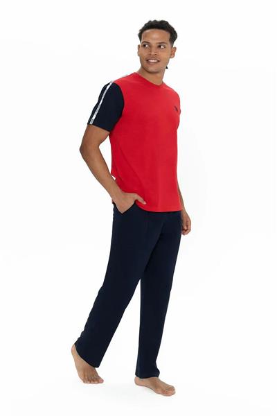 U.s Polo Assn. 18898 Erkek Kısa Kollu Bisiklet Yaka Pijama Takımı-Kırmızı