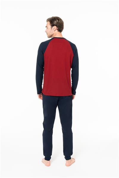 U.s Polo Assn. 18960 Erkek Uzun Kollu Yakası Üç Düğmeli Paçası Bantlı Pijama Takımı-Bordo