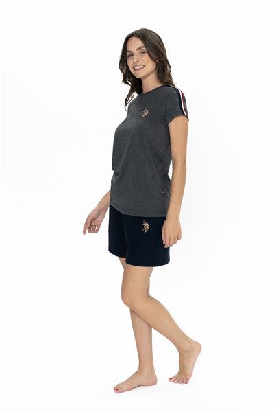 U.s Polo Assn. 20000 Kadın Kısa Kollu Bisiklet Yaka Şortlu Pijama Takımı-Antrasitmelanj