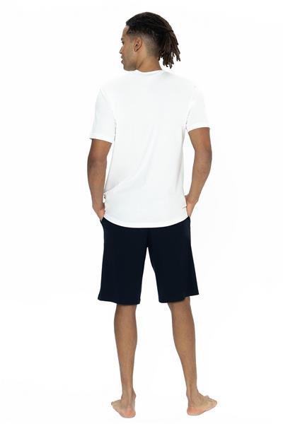 U.s Polo Assn. 18873 Erkek Kısa Kollu Bisiklet Yaka Şortlu Pijama Takımı-Ekru