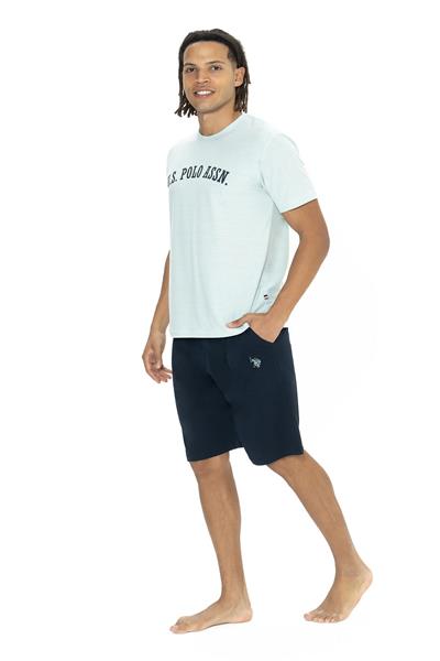 U.s Polo Assn. 18886 Erkek Kısa Kollu Bisiklet Yaka Şortlu Pijama Takımı-Mint