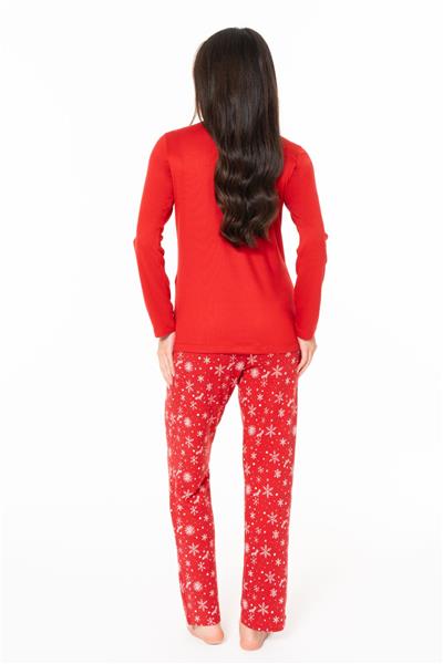 U.s Polo Assn. 20151 Kadın Uzun Kollu Bisiklet Yaka Pijama Takımı-Kırmızı