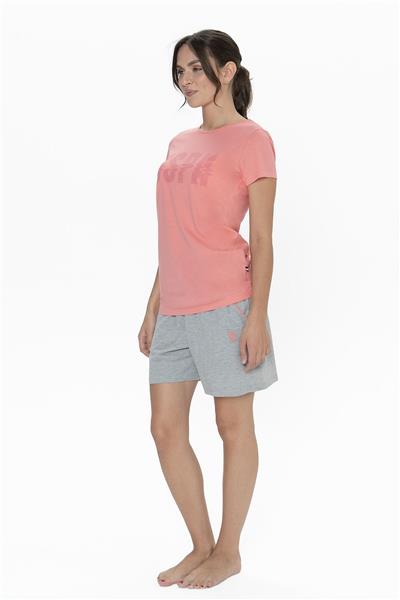 U.s Polo Assn. 20011 Kadın Kısa Kollu Bisiklet Yaka Şortlu Pijama Takımı-Pembe