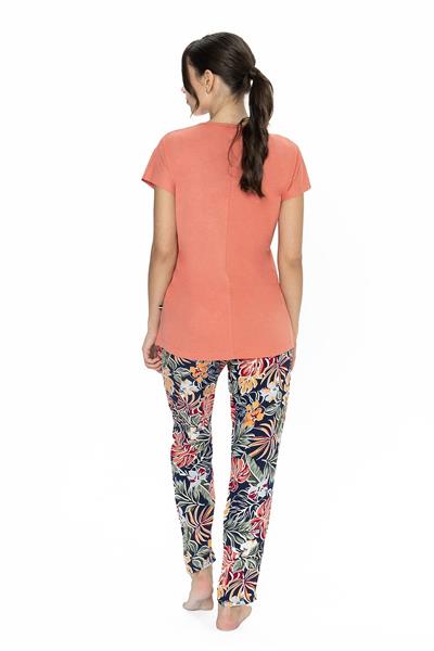 U.s Polo Assn. 20026 Kadın Kısa Kollu V Yaka Pijama Takımı-Mercan