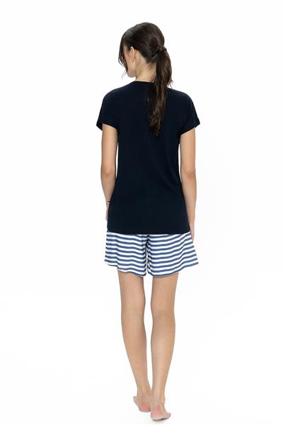 U.s Polo Assn. 20034 Kadın Kısa Kollu Bisiklet Yaka Şortlu Pijama Takımı-Lacivert