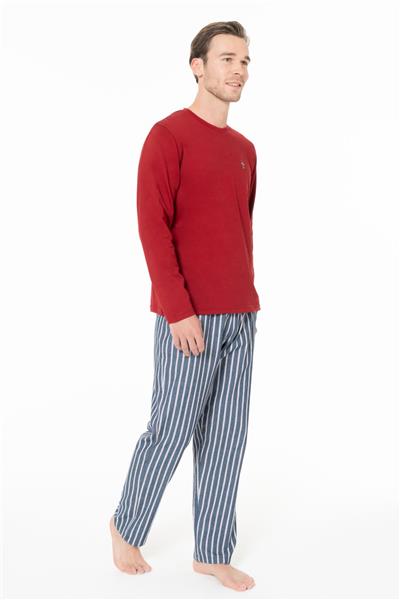 U.s Polo Assn. 18977 Erkek Uzun Kollu Bisiklet Yaka Pijama Takımı-Bordo