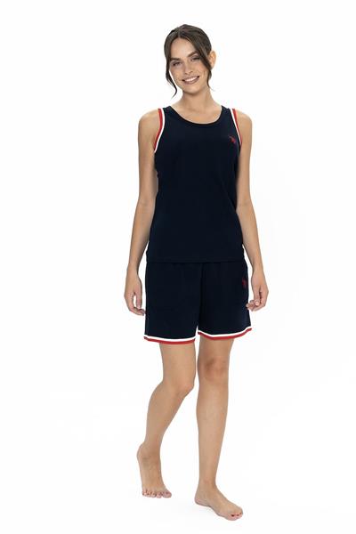 U.s Polo Assn. 20005 Kadın Kalın Askılı Bisiklet Yaka Şortlu Pijama Takımı-Lacivert
