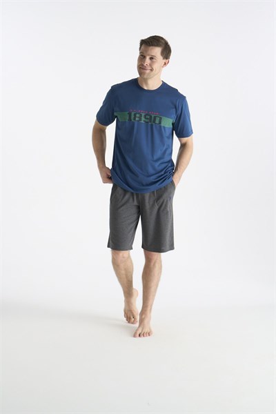 U.s Polo Assn. 19019B Erkek Kısa Kollu Bisiklet Yaka Şortlu Pijama Takımı-Lacivert