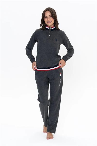 U.s Polo Assn. 20112 Kadın Uzun Kollu Dik Yaka Rahat Ev Giyim-Antrasitmelanj