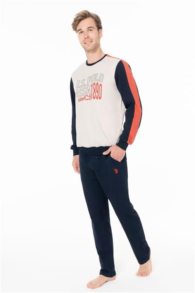 U.s Polo Assn. 18939 Erkek Uzun Kollu Bisiklet Yaka Rahat Ev Giyim-Bej