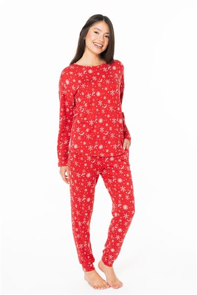 U.s Polo Assn. 20152 Kadın Uzun Kollu Bisiklet Yaka Pijama Takımı-Kırmızı