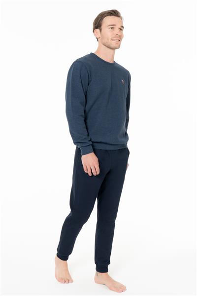 U.s Polo Assn. 18995 Erkek Uzun Kollu Bisiklet Yaka Paçası Bantlı Rahat Ev Giyim-İndigo