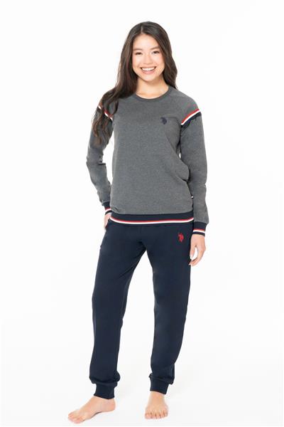 U.s Polo Assn. 20118 Kadın Uzun Kollu Bisiklet Yaka Paçası Bantlı Rahat Ev Giyim-Antrasitmelanj