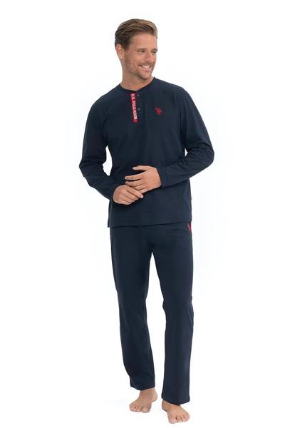 U.s Polo Assn. 18837 Erkek Uzun Kollu Yuvarlak Yaka Pijama Takımı-Lacivert