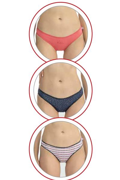 U.s Polo Assn. 66432 Kadın Karışık Desen Pamuklu 3lü Slip Külot-Mercan