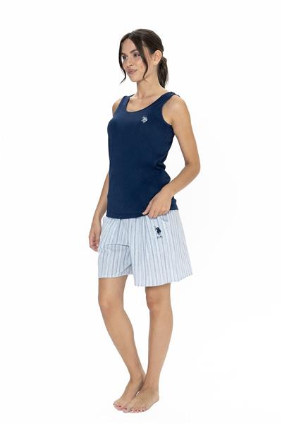 U.s Polo Assn. 20021 Kadın Kalın Askılı Bisiklet Yaka Şortlu Pijama Takımı-Lacivert