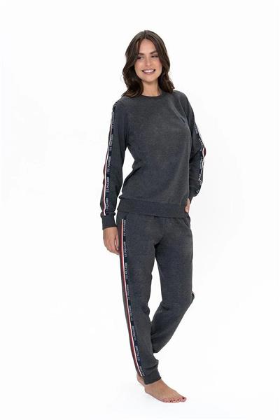 U.s Polo Assn. 20113 Kadın Uzun Kollu Bisiklet Yaka Paçası Lastikli Rahat Ev giyim-Antrasitmelanj