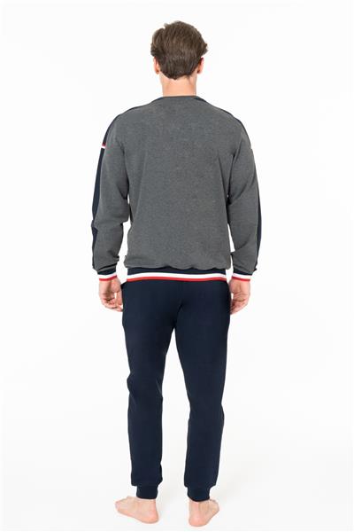 U.s Polo Assn. 18931 Erkek Uzun Kollu Bisiklet Yaka Paçası Bantlı Rahat Ev Giyim-Antrasitmelanj