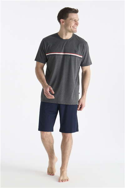 U.s Polo Assn. 19005 Erkek Kısa Kollu Şortlu Pijama Takımı-Gri