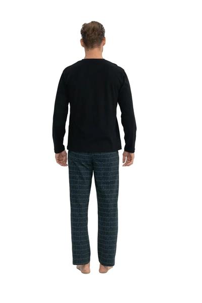 U.s Polo Assn. 18853 Erkek Uzun Kollu Yakası Düğmeli Pijama Takım-Siyah