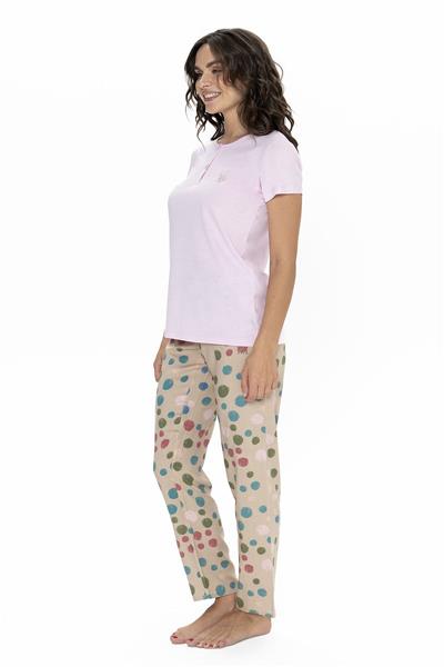 U.s Polo Assn. 20094 Kadın Kısa Kollu Yakası Yarım Düğmeli Pijama Takımı-Lila