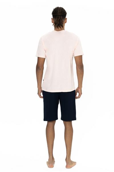 U.s Polo Assn. 18877 Erkek Kısa Kollu Bisiklet Yaka Şortlu Pijama Takımı-Pembe