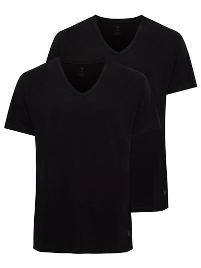 U.s Polo Assn. 90001 Erkek Battal 2li V Yaka T-Shirt-Siyah