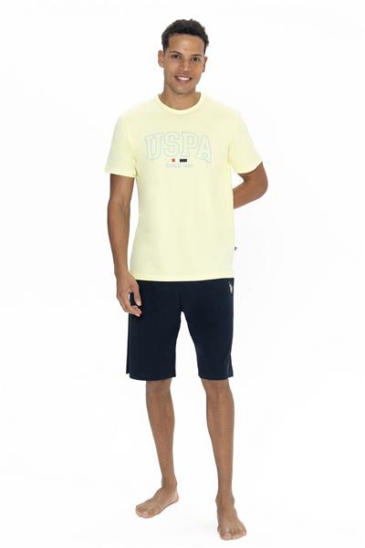 U.s Polo Assn. 18873 Erkek Kısa Kollu Bisiklet Yaka Şortlu Pijama Takımı-Sarı