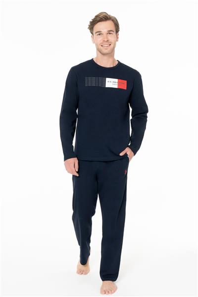 U.s Polo Assn. 18945 Erkek Uzun Kollu Bisiklet Yaka Pijama Takımı-Lacivert