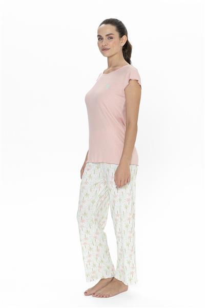 U.s Polo Assn. 20079 Kadın Kısa Kollu Bisiklet Yaka Pijama Takımı-Somon