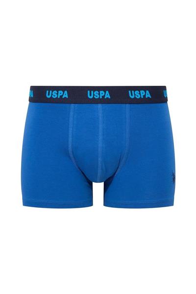 U.s Polo Assn. 80509 Erkek Pamuklu 3lü Boxer-Saks&Lacivert&Baskılı
