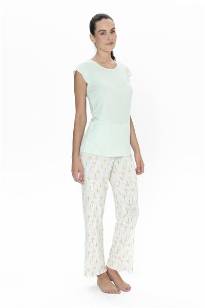 U.s Polo Assn. 20079 Kadın Kısa Kollu Bisiklet Yaka Pijama Takımı-Mint