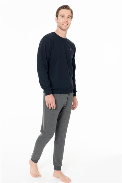 U.s Polo Assn. 18995 Erkek Uzun Kollu Bisiklet Yaka Paçası Bantlı Rahat Ev Giyim-Lacivert