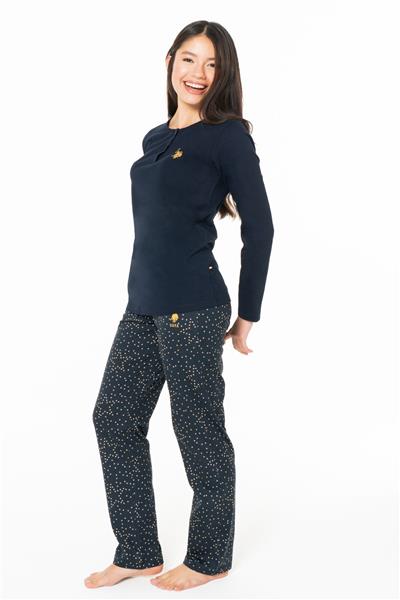 U.s Polo Assn. 20161 Kadın Uzun Kollu Düğmeli Bisiklet Yaka Pijama Takımı-Lacivert