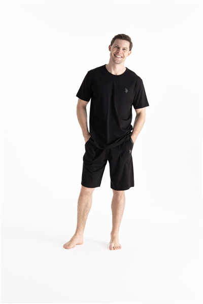 U.s Polo Assn. 19012 Erkek Kısa Kollu Şortlu Pijama Takımı-Siyah