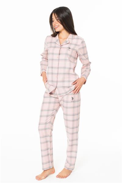 U.s Polo Assn. 20168 Kadın Uzun Kollu Gömlek Pijama Takım-Pembe