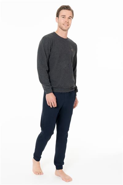 U.s Polo Assn. 18995 Erkek Uzun Kollu Bisiklet Yaka Paçası Bantlı Rahat Ev Giyim-Antrasit