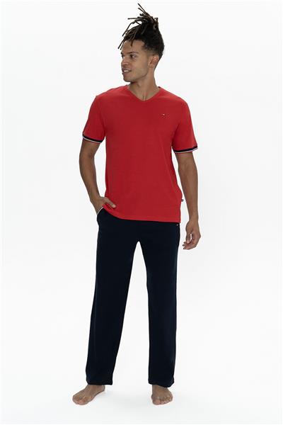 U.s Polo Assn. 18896B Erkek Büyük Beden Kısa Kollu Bisiklet Yaka Pijama Takımı-Kırmızı