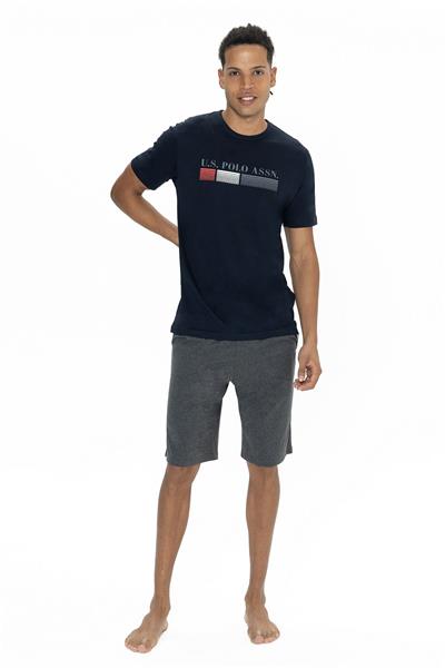 U.s Polo Assn. 18871 Erkek Kısa Kollu Bisiklet Yaka Şortlu Pijama Takımı-Lacivert