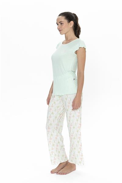 U.s Polo Assn. 20079 Kadın Kısa Kollu Bisiklet Yaka Pijama Takımı-Mint