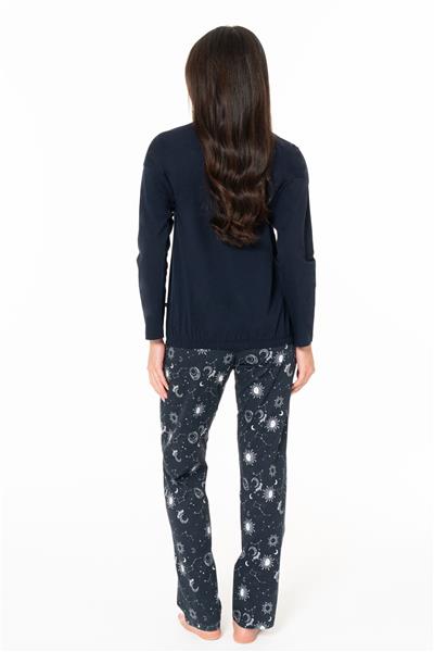 U.s Polo Assn. 20155 Kadın Uzun Kollu Bisiklet Yaka Pijama Takımı-Lacivert